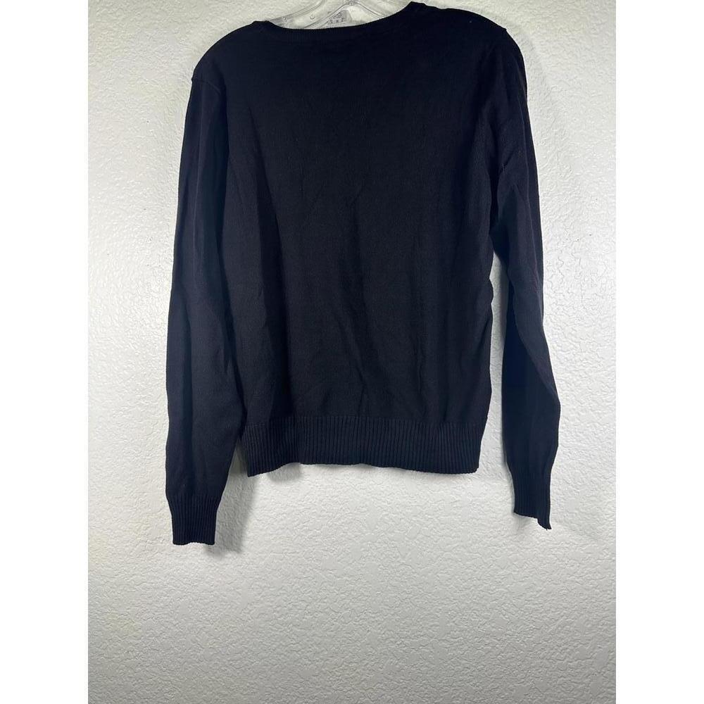 Oscar de la Renta Black Beaded Floral Cardigan Sweater Women’s Medium - Picture 5 of 7
